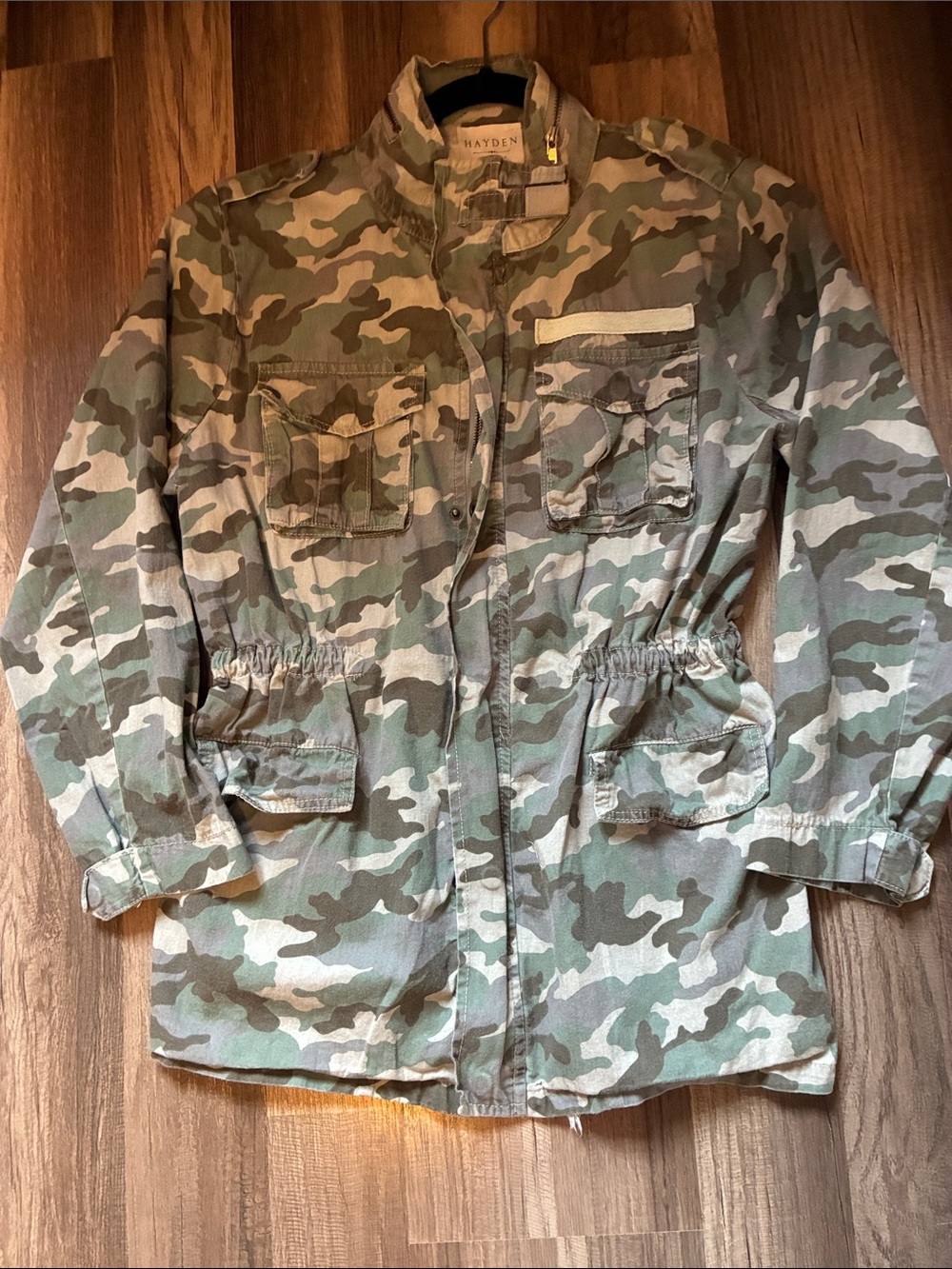 Hayden Women’s 100% Cotton Camouflage Utility Field Jacket - Green/Beige- Size S